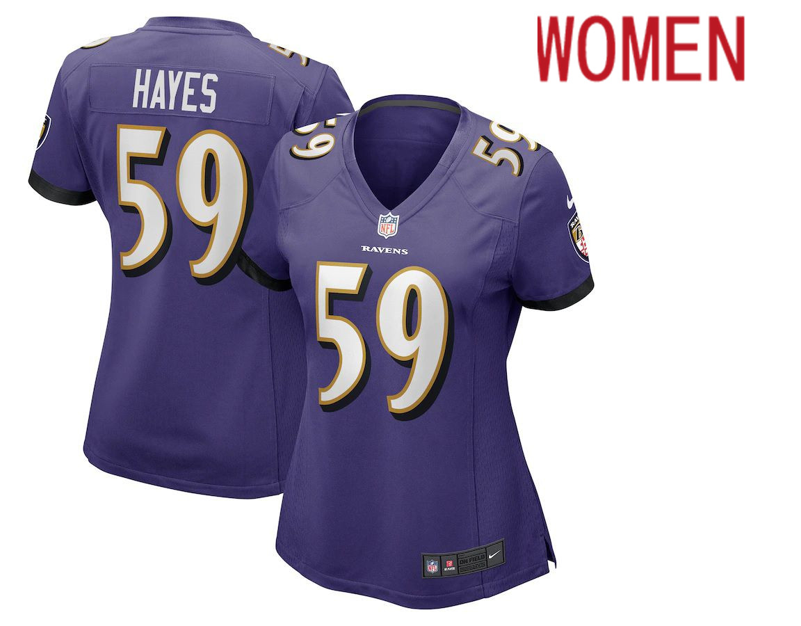 Women Baltimore Ravens #59 Daelin Hayes Nike Purple Game NFL Jersey